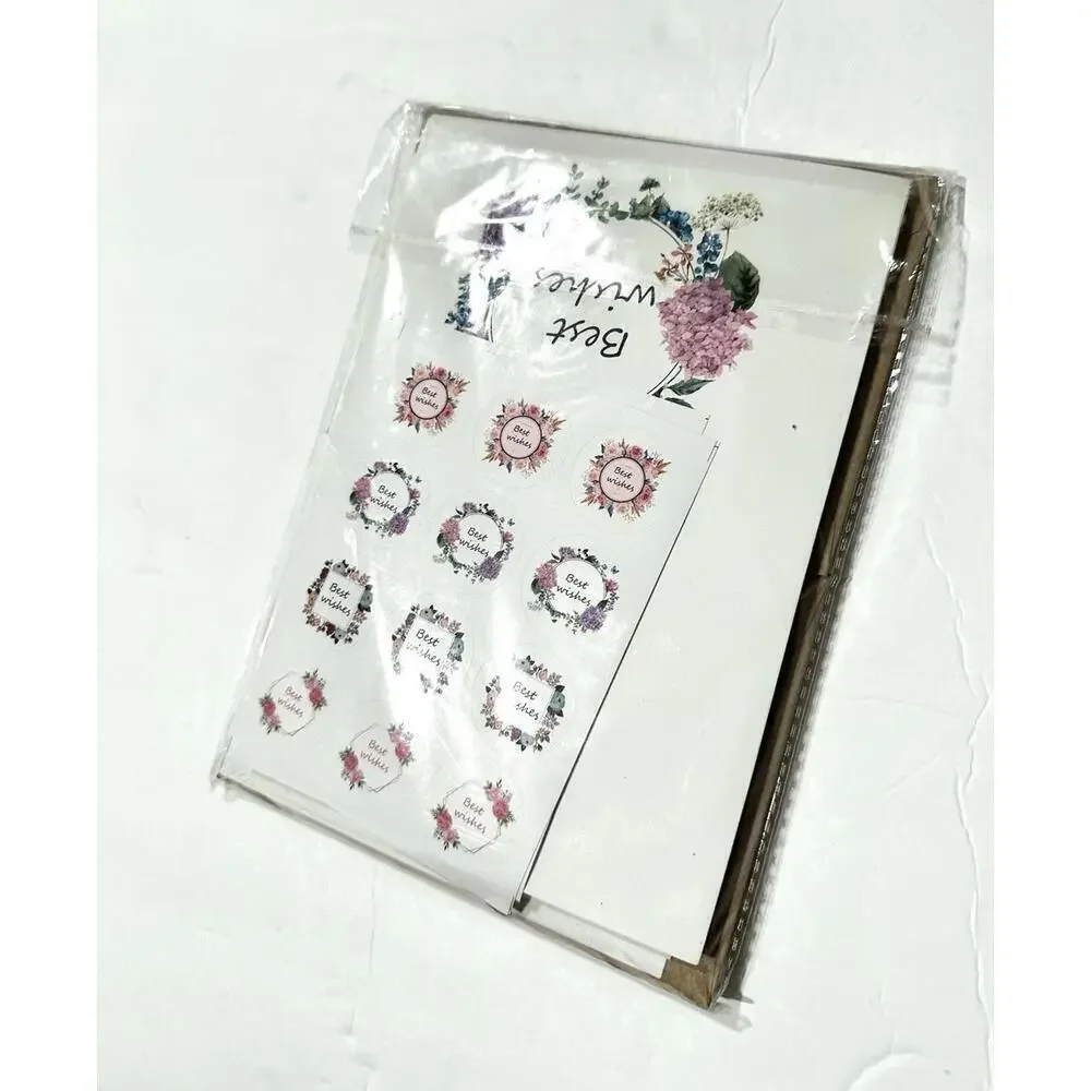 4X6 Assorted Best Wishes Thank You Cards with Stickers & Brown Envelopes 24 Pack